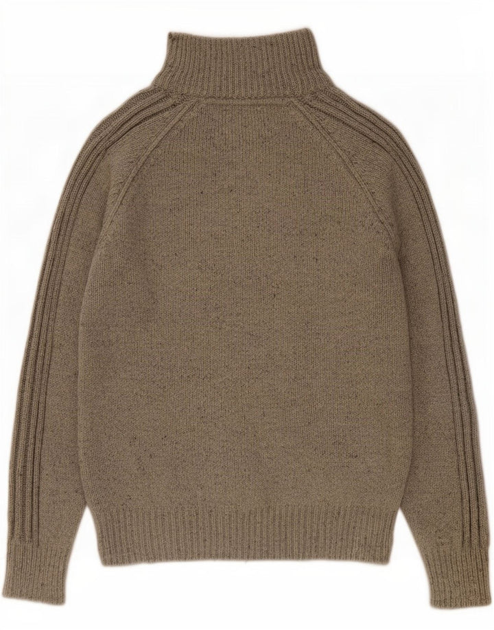 Marks & Spencer Herren-Pullover mit Knopfkragen, klein, grau gesprenkelte Baumwolle
