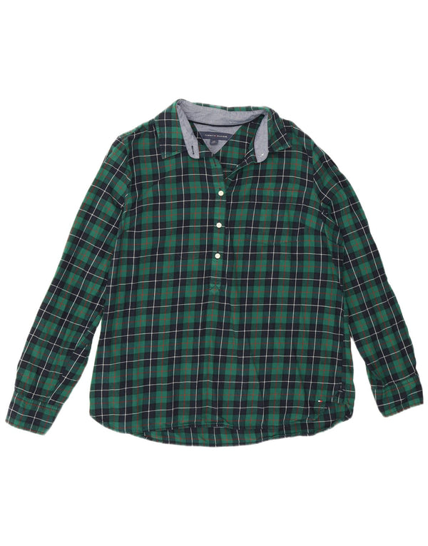 Tommy Hilfiger Flanell-Pullover-Hemd für Damen, UK 16, groß, grün kariert, Baumwolle