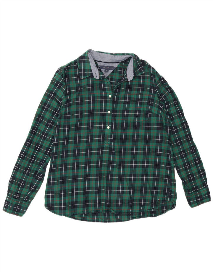 Tommy Hilfiger Flanell-Pullover-Hemd für Damen, UK 16, groß, grün kariert, Baumwolle