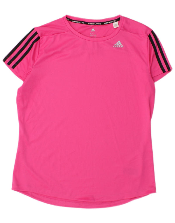 Adidas Damen Climalite T-Shirt Top UK 16/18 Large Rosa Polyester