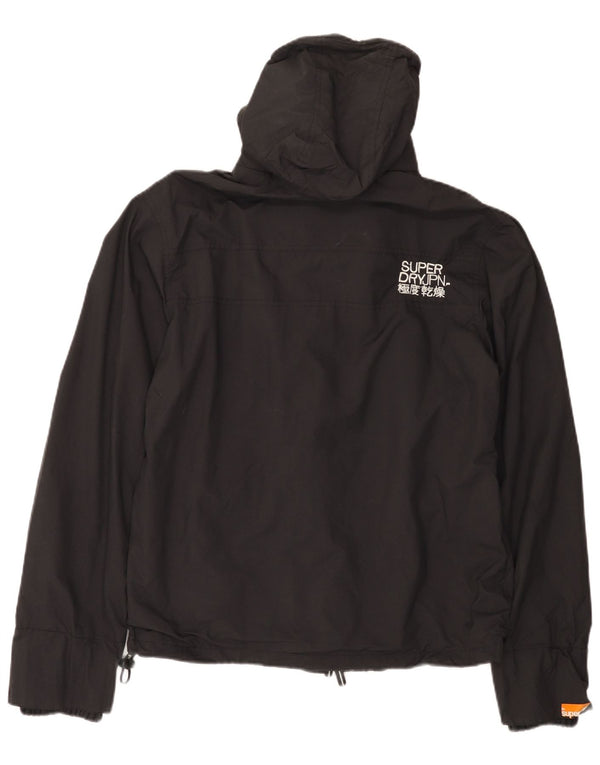 Superdry Herren-Regenjacke mit Kapuze, UK 40, Größe L, aus schwarzem Nylon