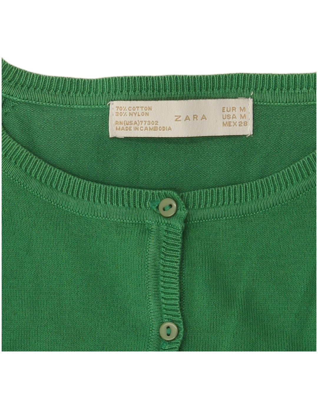 Zara Damen-Cardigan-Pullover UK 12 Mittelgrüne Baumwolle