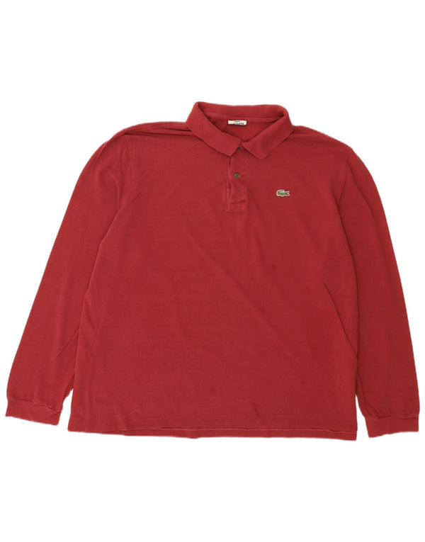 Lacoste Herren-Langarm-Poloshirt, Größe 8 3XL, rote Baumwolle