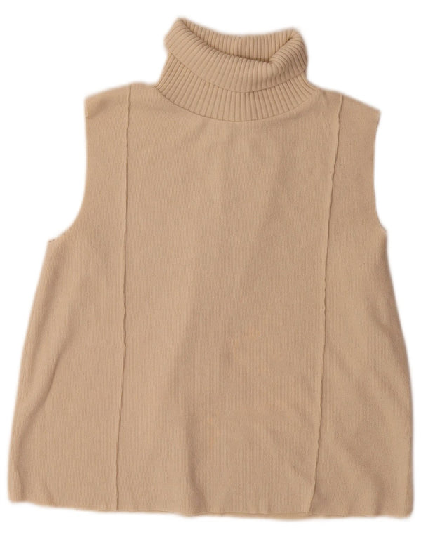 Zara Damen Weste Tank Top UK 10 Small Beige Polyester