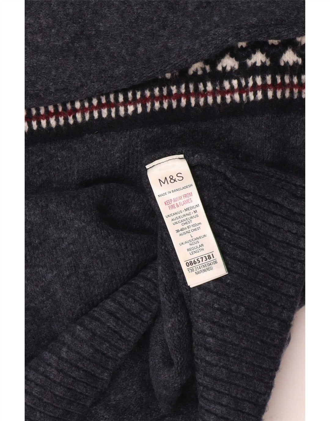 Marks & Spencer Rollkragenpullover für Herren, groß, Marineblau, Fair Isle-Muster