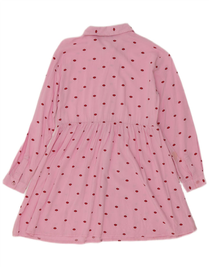 Benetton Damen-Kleid mit abstraktem Muster, langärmelig, A-Linie, Gr. 10, Rosa