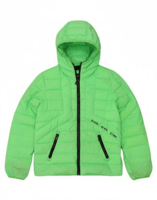 Diesel Jungen wattierte Jacke mit Kapuze, 10–11 Jahre, grünes Nylon