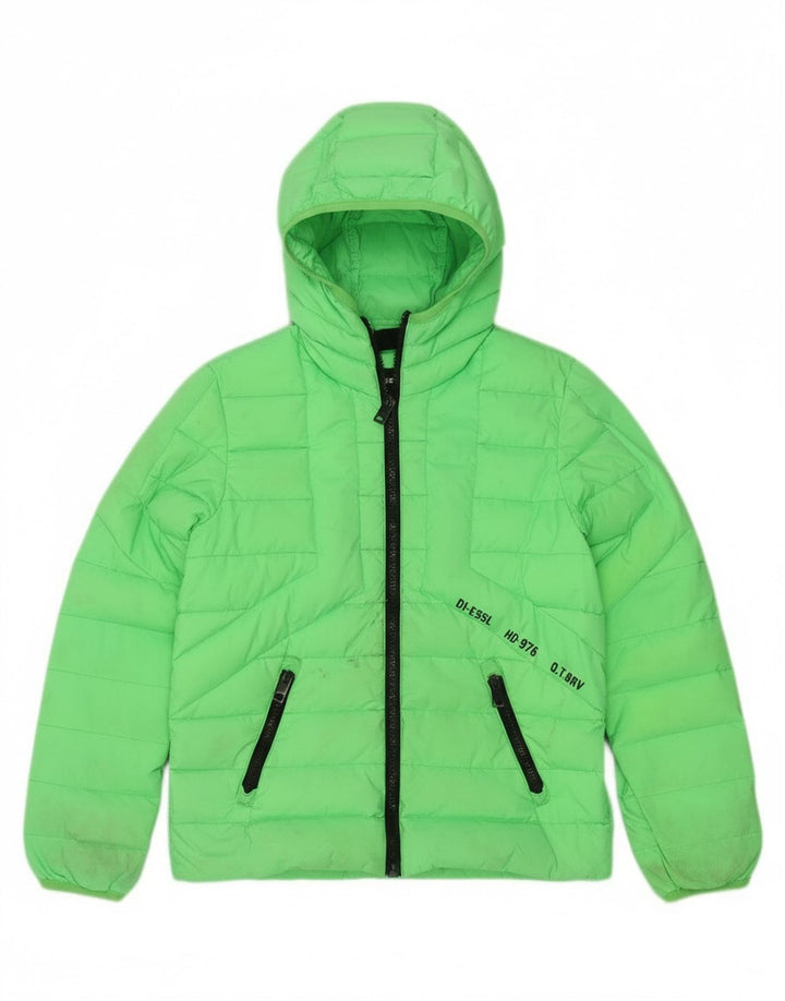 Diesel Jungen wattierte Jacke mit Kapuze, 10–11 Jahre, grünes Nylon