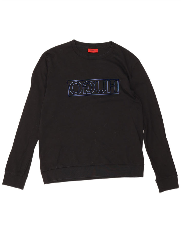 Hugo Boss Herren-Sweatshirt mit Grafik, groß, aus schwarzer Baumwolle