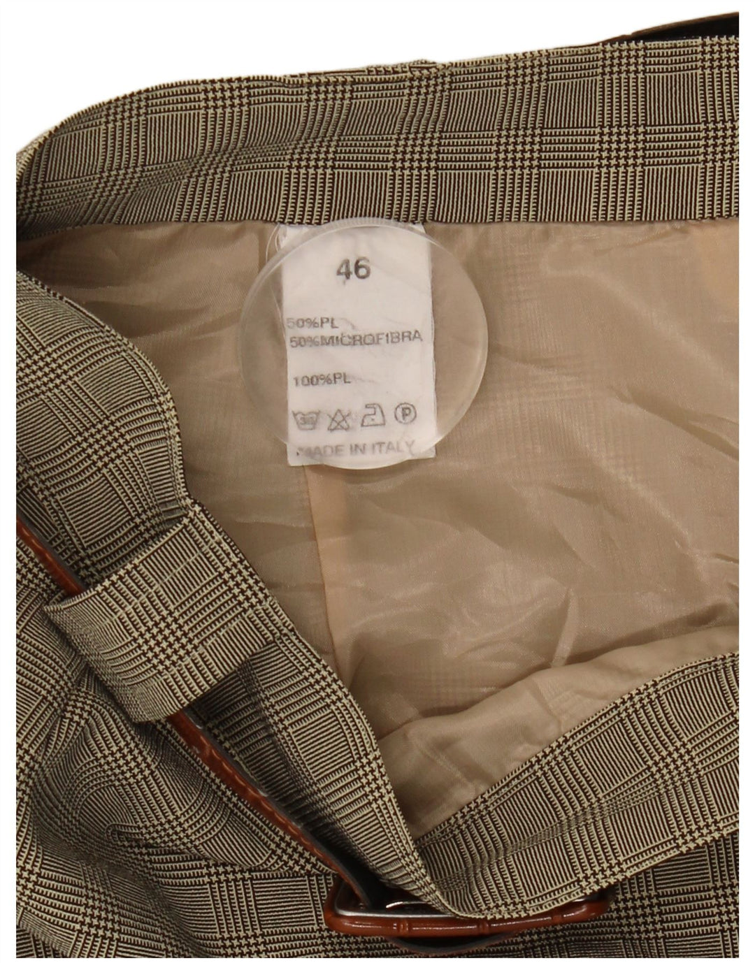 Vintage Damen A-Linienrock IT 46 Groß W28 Khaki Kariert Polyester