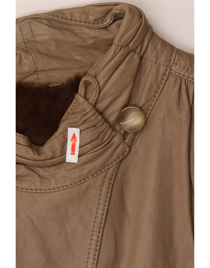 Vintage Damen Shearling Jacke UK 14 Medium Khaki
