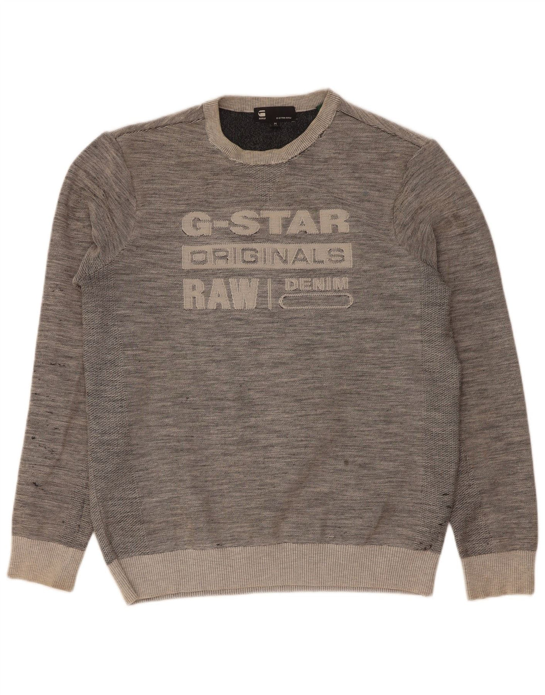 G-Star Herren Grafik-Sweatshirt-Pullover aus mittelgrau gesprenkelter Baumwolle