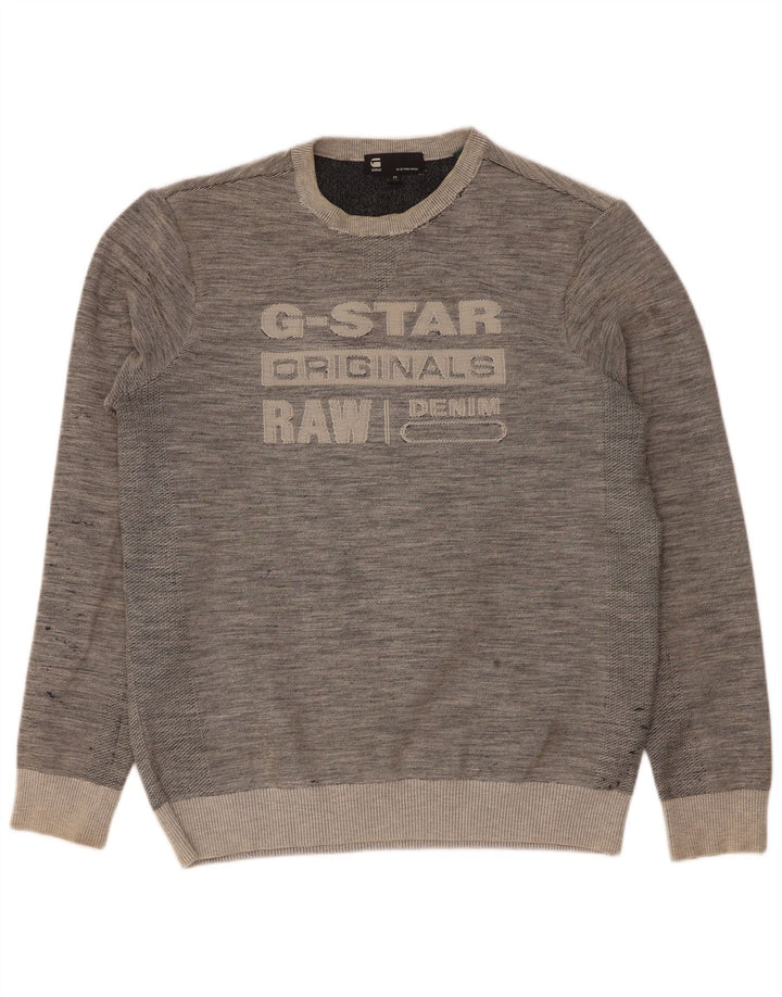 G-Star Herren Grafik-Sweatshirt-Pullover aus mittelgrau gesprenkelter Baumwolle