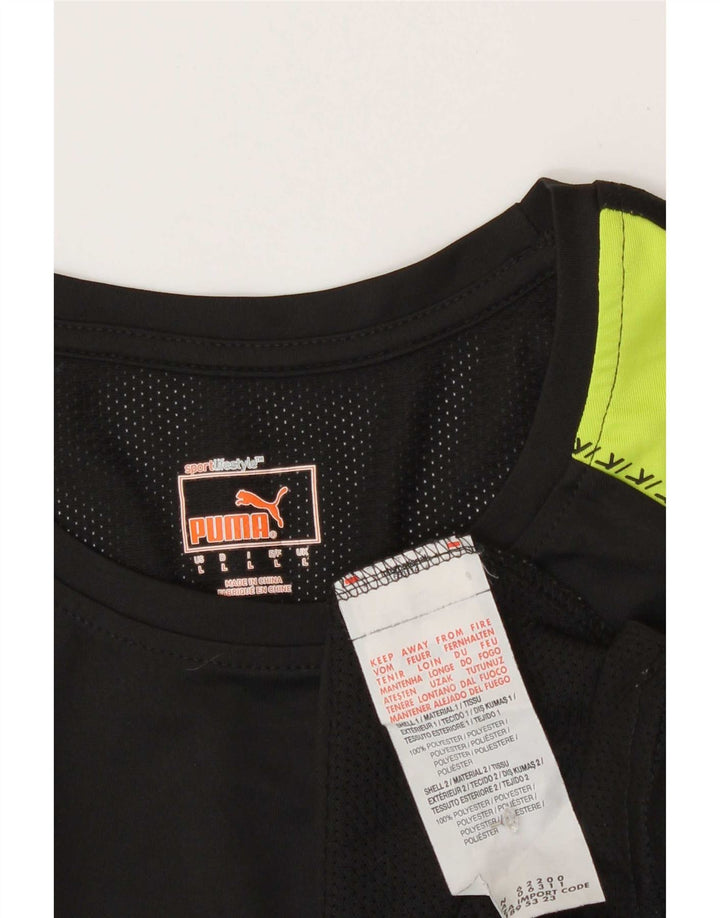Puma Herren-T-Shirt mit Grafik, groß, schwarzes Farbblock-Polyester