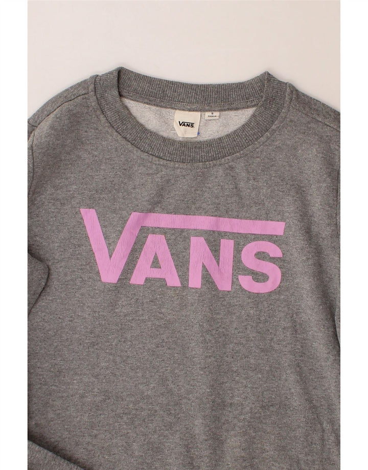 VANS Womens Graphic Oversized Sweatshirt Jumper UK 10 Small Grey Cotton Vintage Vans and Second-Hand Vans from Messina Hembry 