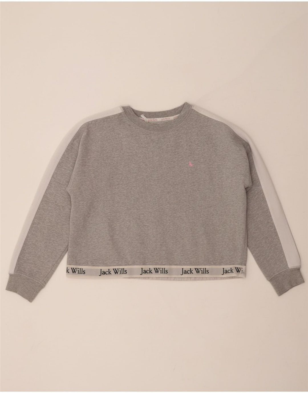 JACK WILLS Womens Oversized Graphic Sweatshirt Jumper UK 12 Medium Grey