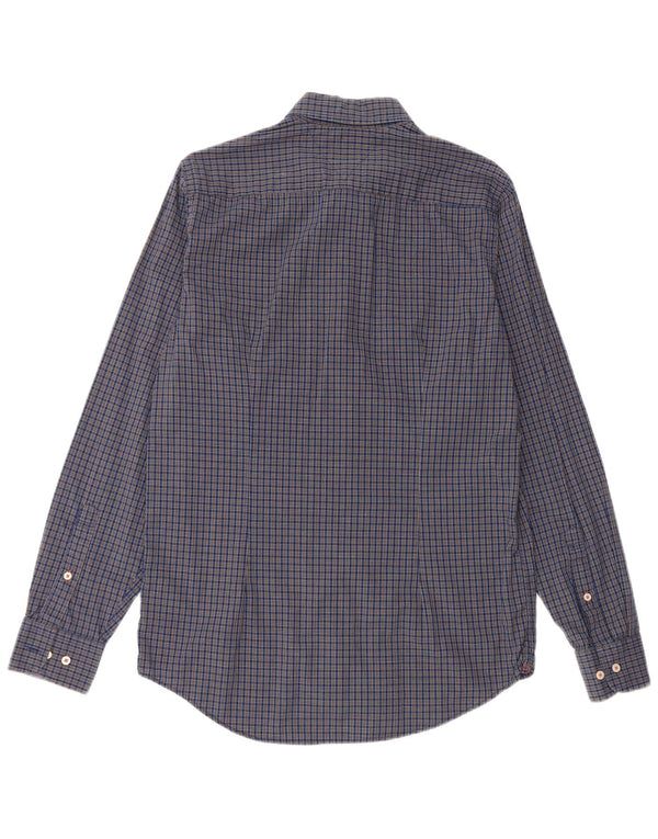 Tommy Hilfiger Mens Slim Fit Shirt Medium Navy Blue Gingham Cotton