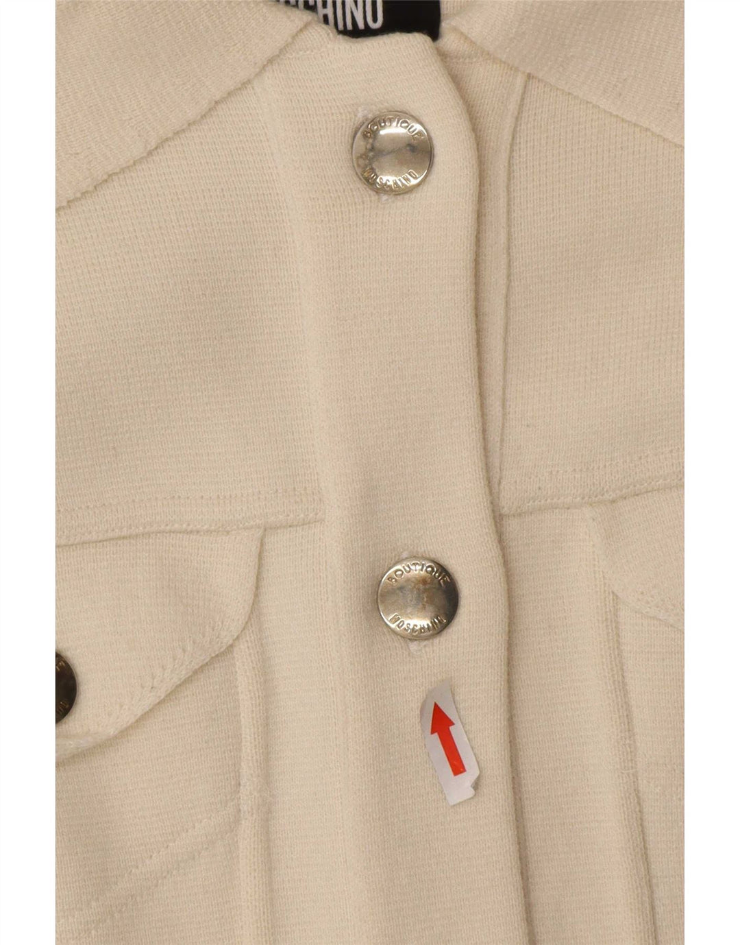Moschino Damen-Cardigan-Pullover UK 8 Small Off White Wool
