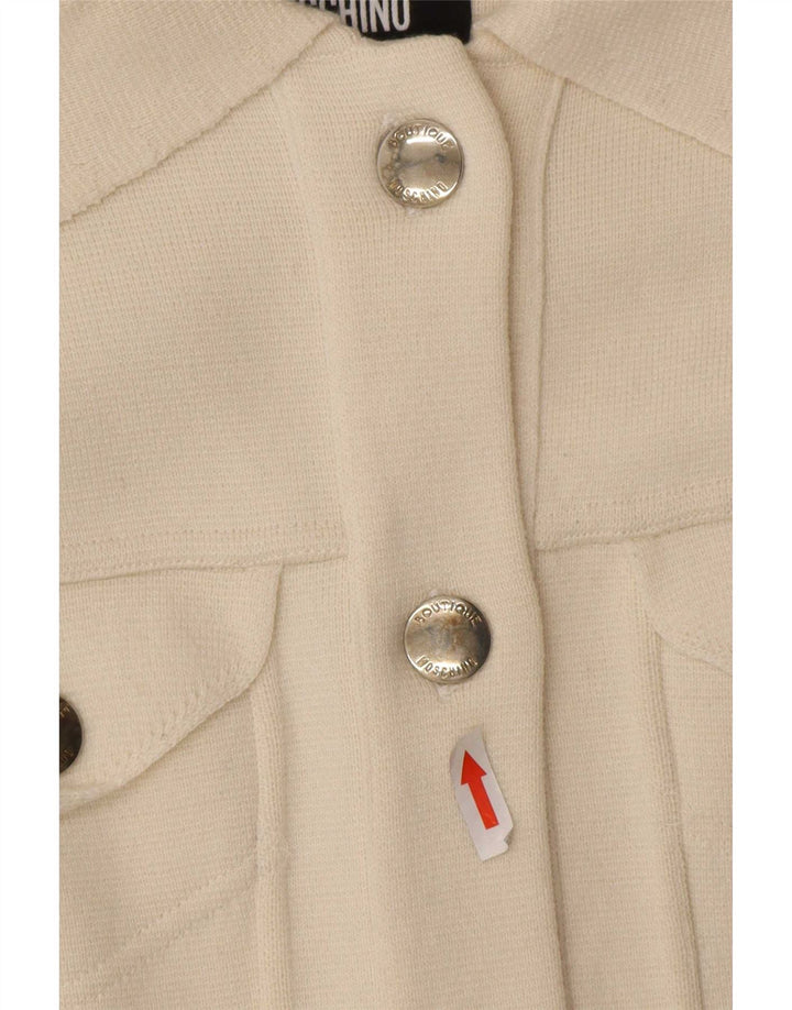 Moschino Damen-Cardigan-Pullover UK 8 Small Off White Wool