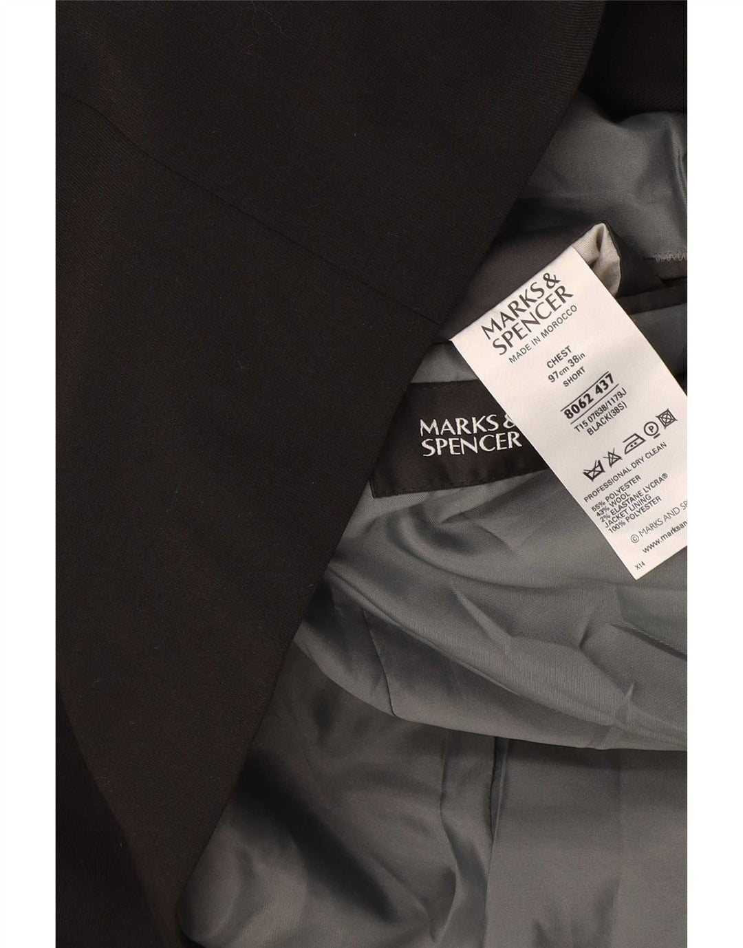 Marks & Spencer Herren-Blazer, kurz, 3 Knöpfe, Gr. 38, mittelschwarz