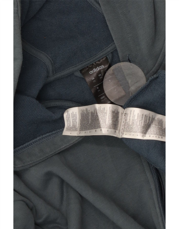 ADIDAS Herren Graphic Zip Hoodie Pullover 2XL Blaue Baumwolle