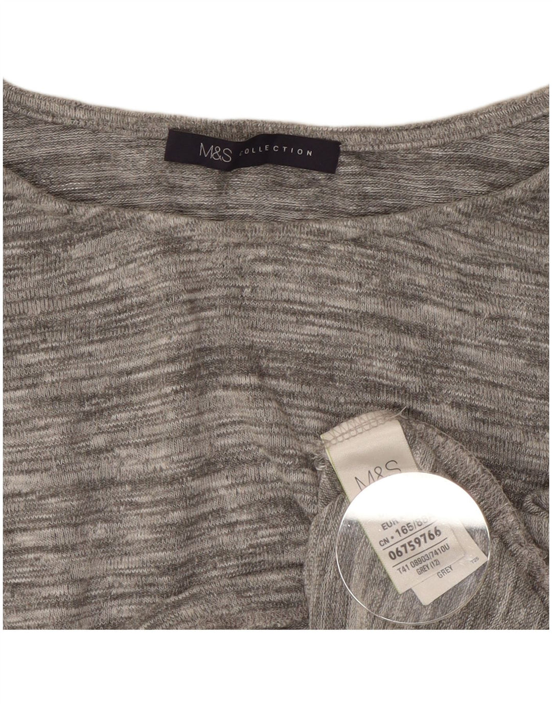 Marks & Spencer Damen-Top, 3/4-Ärmel, UK-Größe 12, Mittelgrau gefleckte Viskose