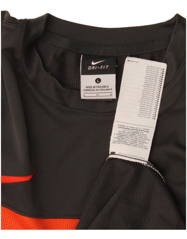 Nike Herren Dri Fit T-Shirt-Oberteil, großes graues Farbblock-Polyester