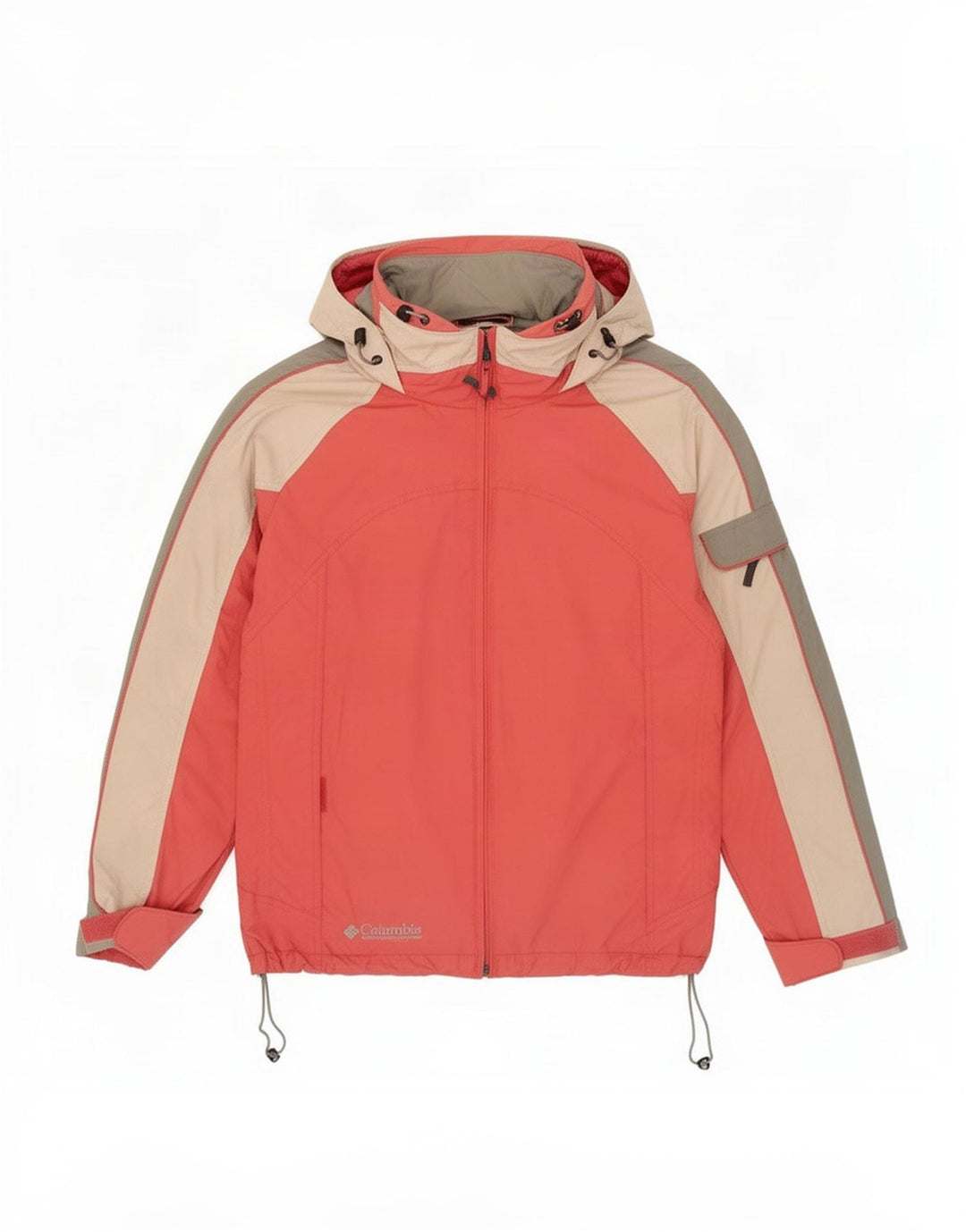 Columbia Damen-Skijacke mit Kapuze, UK 14, mittelrotes Colourblock-Polyamid