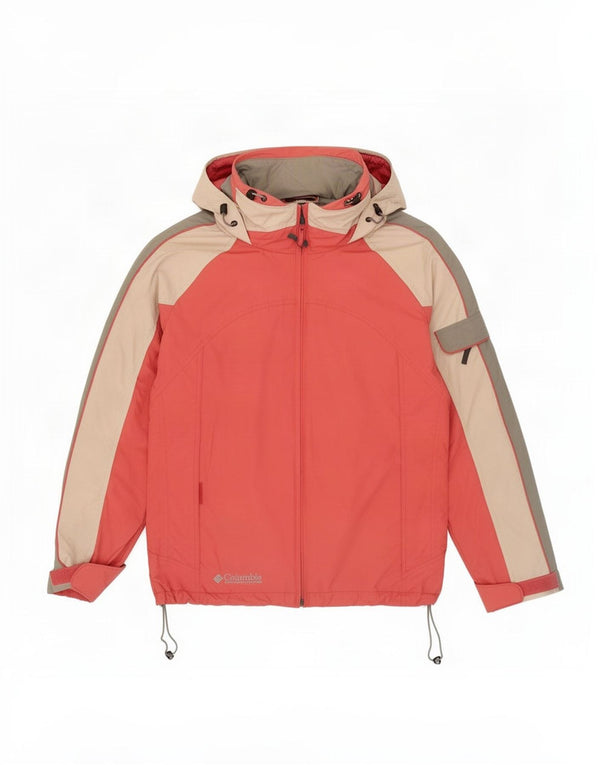 Columbia Womens Hooded Ski Jacket UK 14 Medium Red Colourblock Polyamide