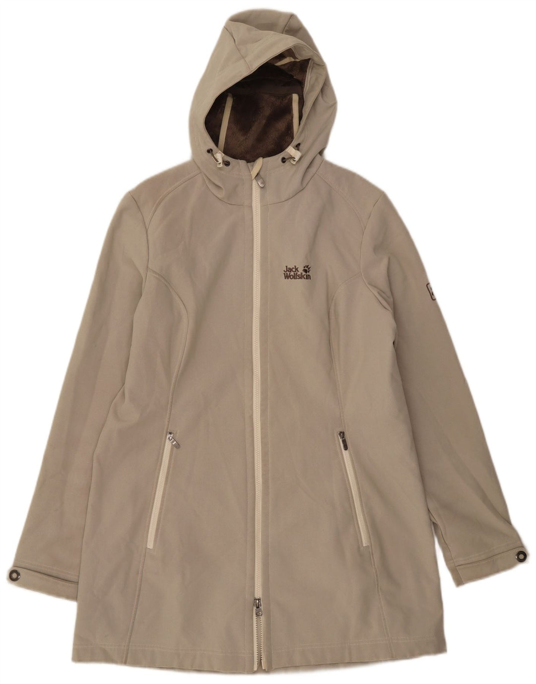 JACK WOLFSKIN Womens Hooded Windbreaker Coat UK 16 Large  Grey Polyester