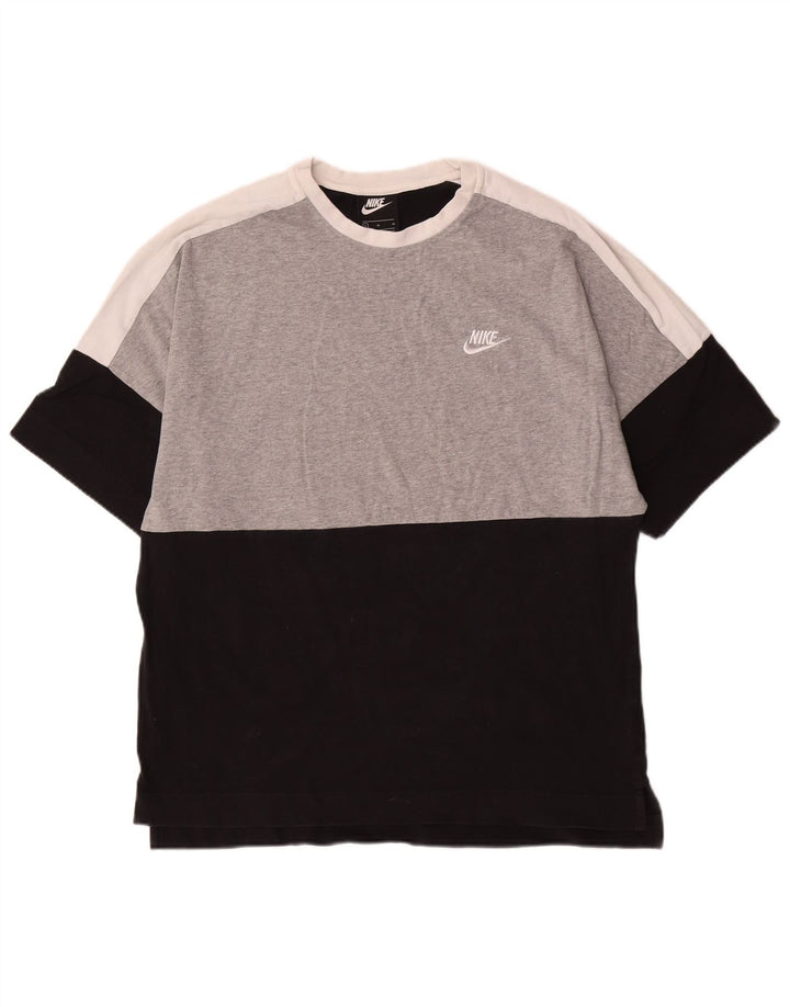 Nike Herren T-Shirt Top Medium Schwarz Colourblock Baumwolle