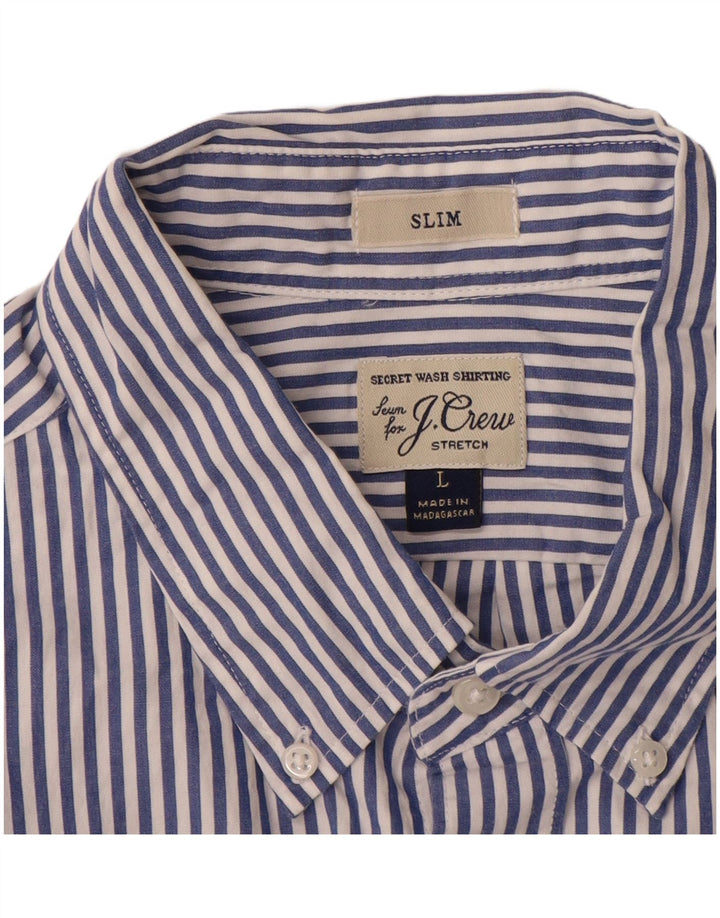 J. CREW Slim-Hemd für Herren, groß, marineblau, Nadelstreifen-Baumwolle