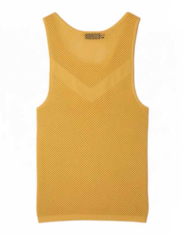 Durchsichtiges Weste-Oberteil für Damen von Zara, UK 14, Größe L, gelbe Viskose