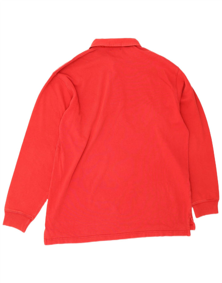 Alberto Aspesi Herren-Langarm-Poloshirt aus mittelroter Baumwolle
