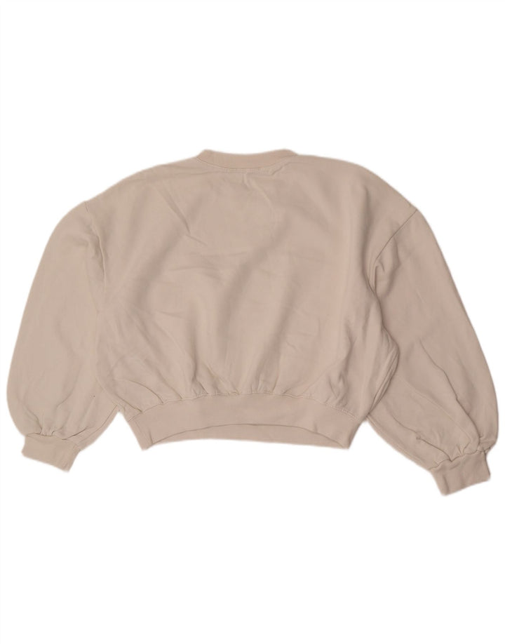 Zara Damen-Pullover, übergroß, kurz geschnitten, 3/4-Ärmel, Sweatshirt, Gr. 14, Mittelweiß