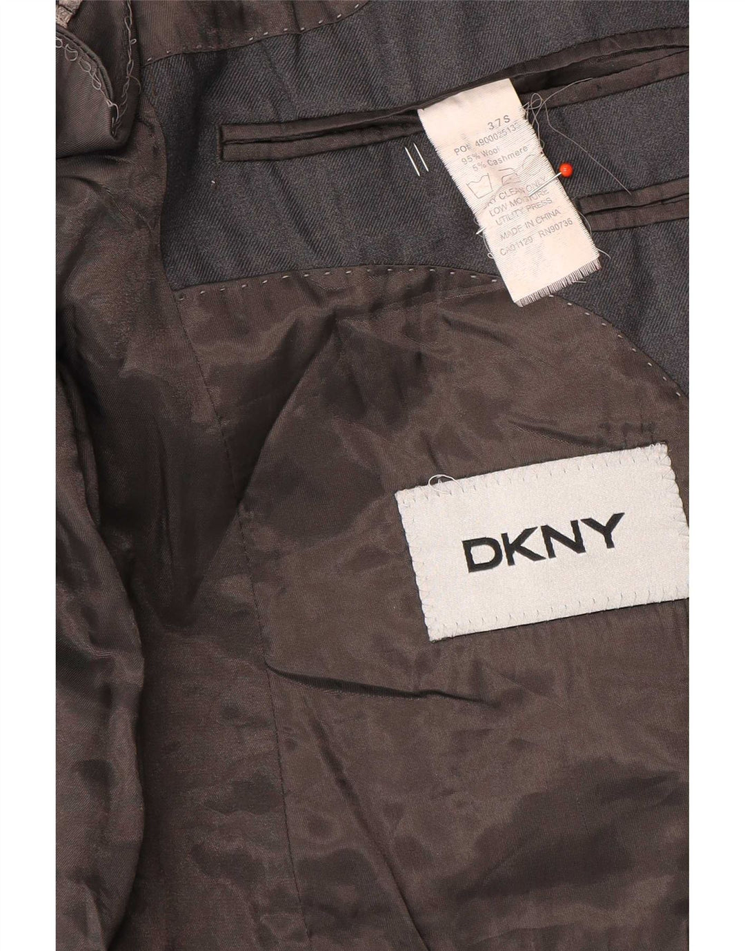 Dkny Herren-Blazer mit 2 Knöpfen, UK 37, kleine graue Wolle