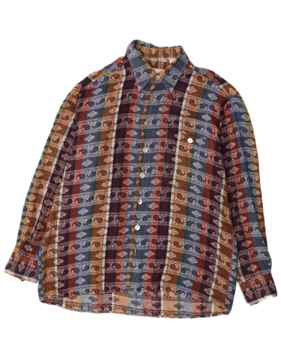 Vintage Herrenhemd Größe 41/42Große mehrfarbige Paisley-Baumwolle