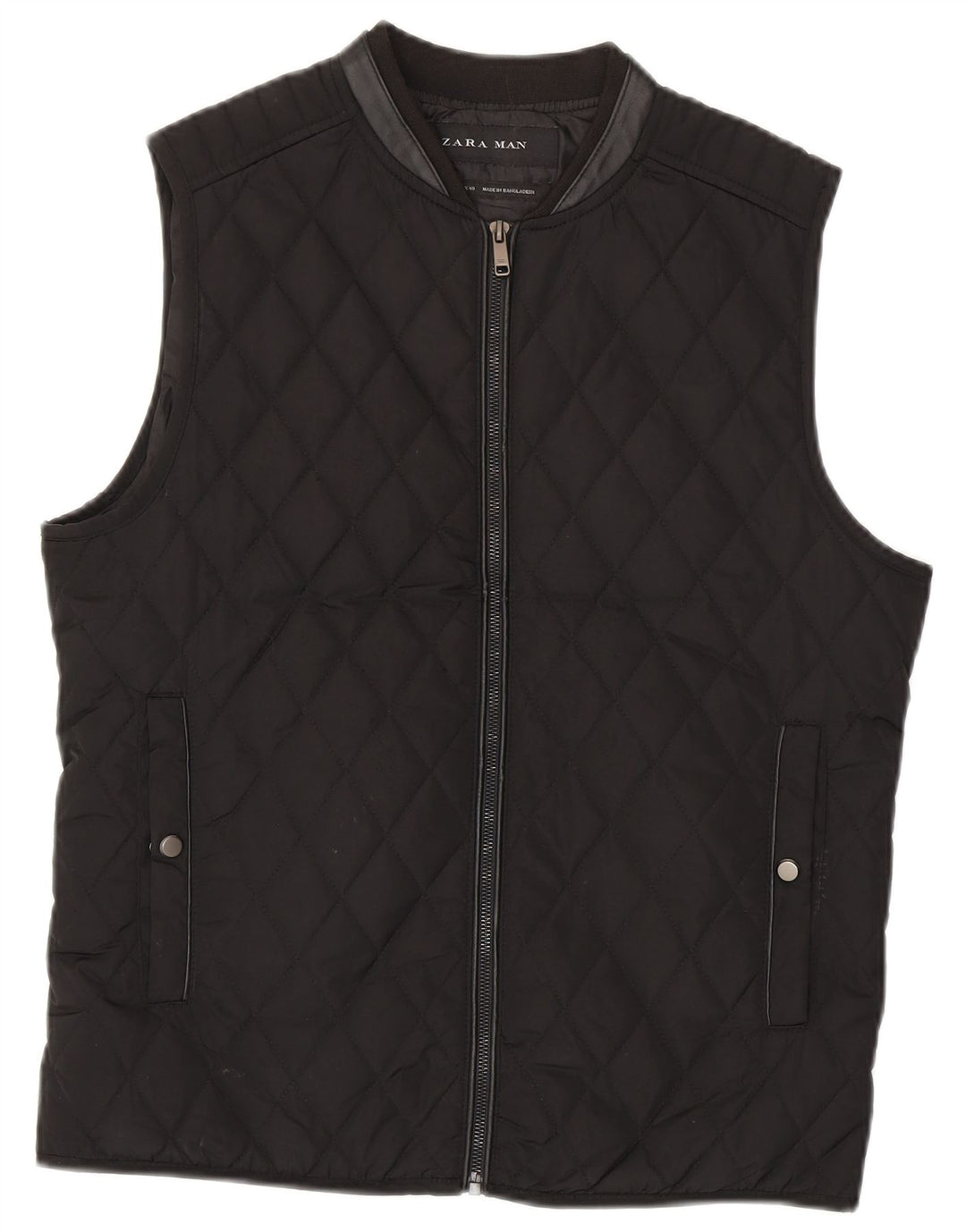 Zara Herren Steppweste UK 38 Medium Schwarz Polyester