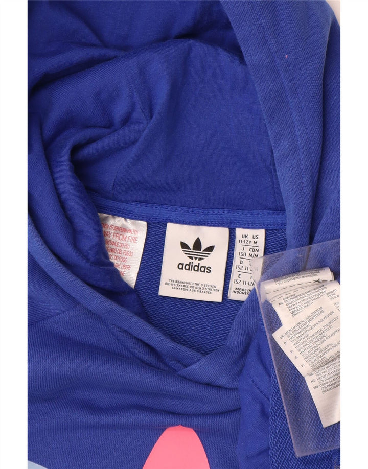 ADIDAS Kapuzenpullover mit Grafik für Mädchen, 11–12 Jahre, blaue Baumwolle