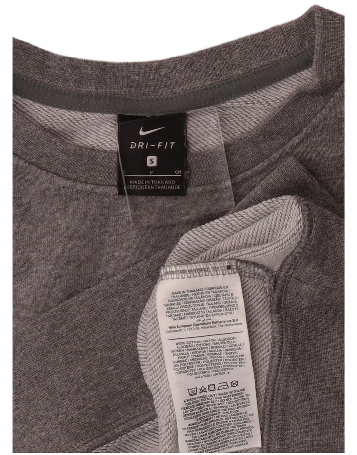 Nike Womens Dri Fit Graphic Oversized Sweatshirt Pullover UK 10 Small Grau