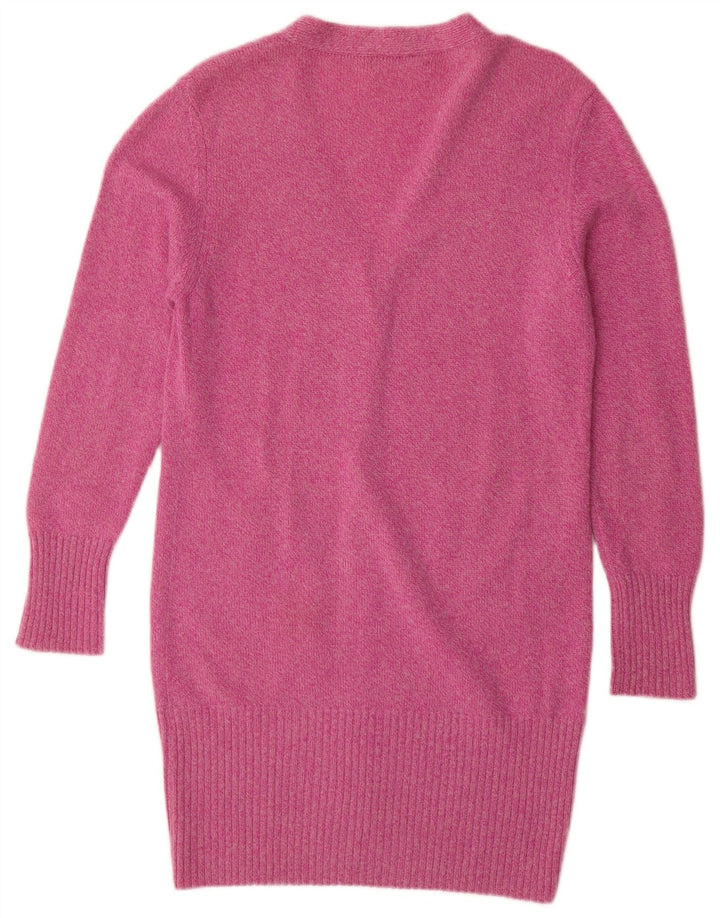 Andre Maurice Damen Longline-Cardigan-Pullover UK 14 Mittelrosa Kaschmir