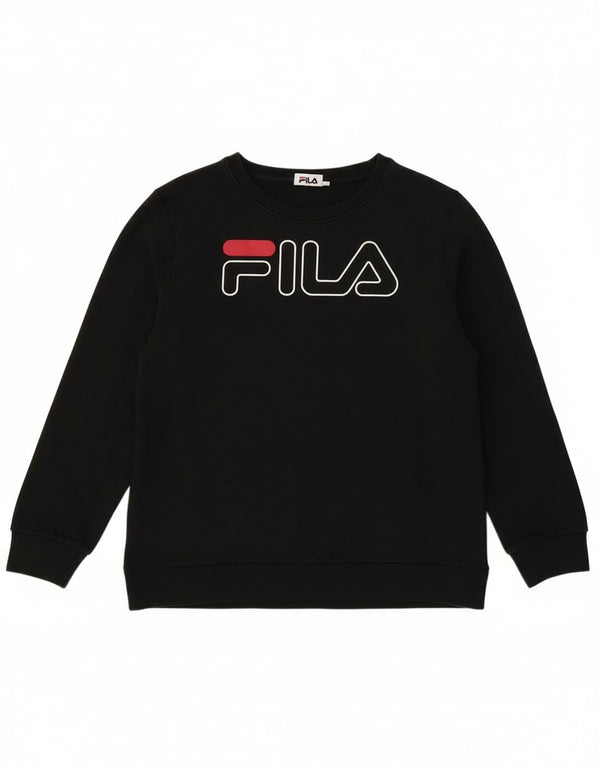 Fila Damen Grafik-Sweatshirt-Pullover UK 18 XL Schwarz Baumwolle