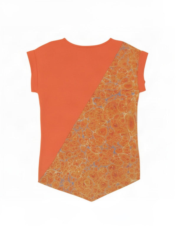 Desigual Womens Abstract Pattern Asymmetric Tunic Top UK 14 Medium Orange