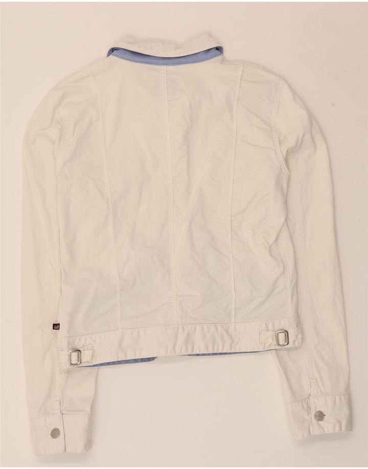 RALPH LAUREN Womens Crop Bomber Jacket UK 14 Large White Cotton Vintage Ralph Lauren and Second-Hand Ralph Lauren from Messina Hembry 