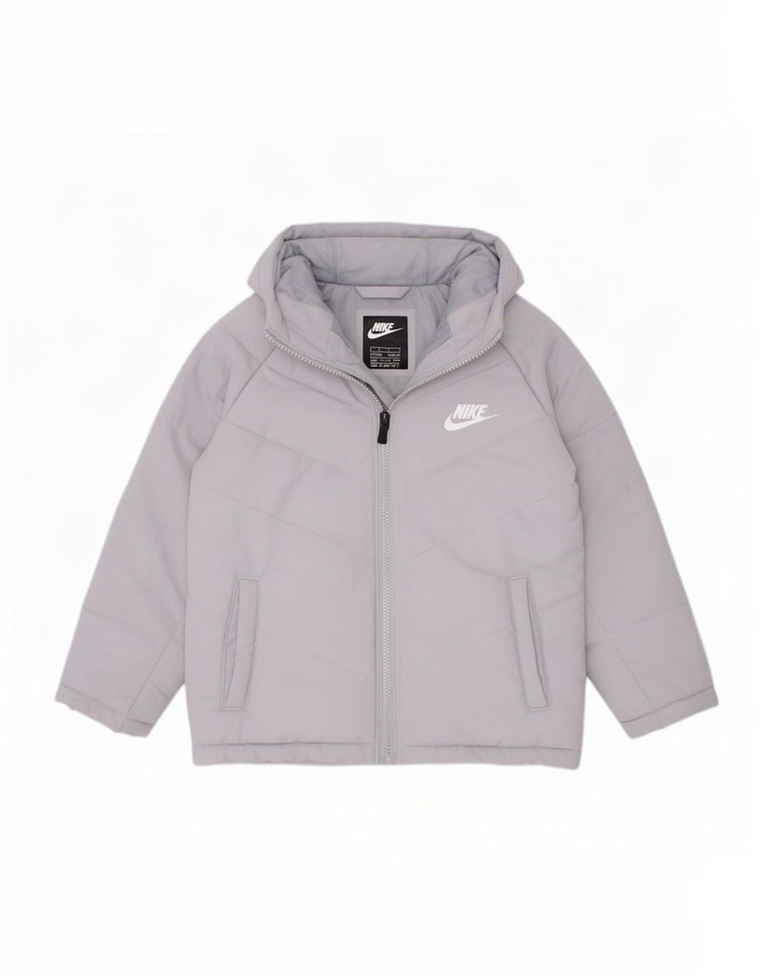 Nike Jungen-Kapuzenjacke, gepolstert, 5–6 Jahre, mittelgraues Polyester