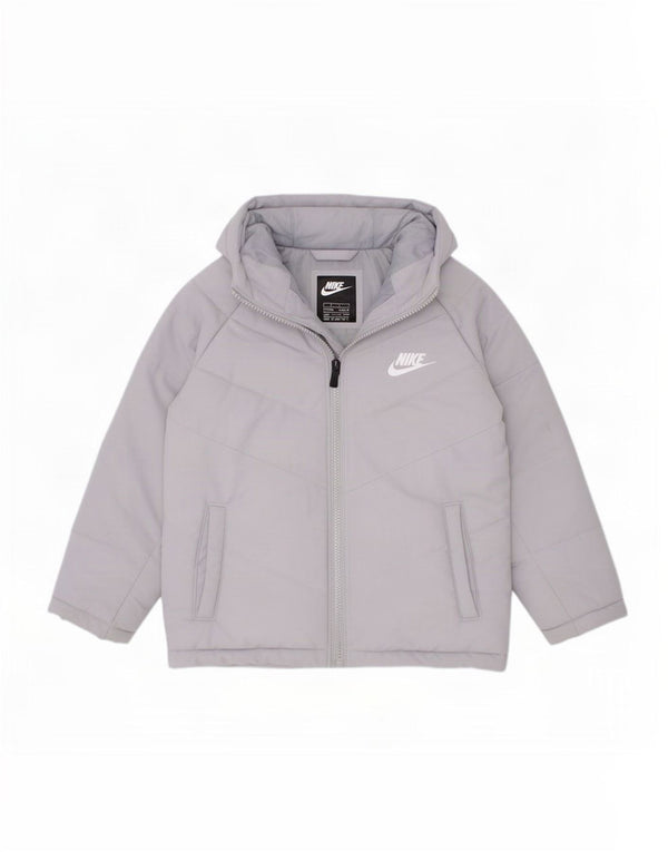 Nike Jungen-Kapuzenjacke, gepolstert, 5–6 Jahre, mittelgraues Polyester