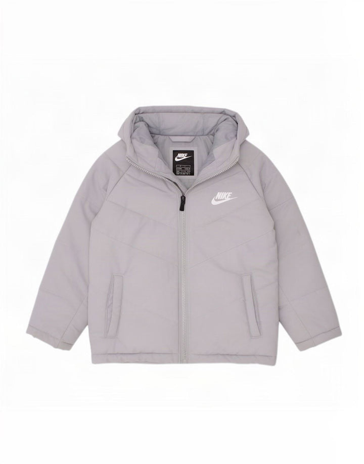Nike Jungen-Kapuzenjacke, gepolstert, 5–6 Jahre, mittelgraues Polyester