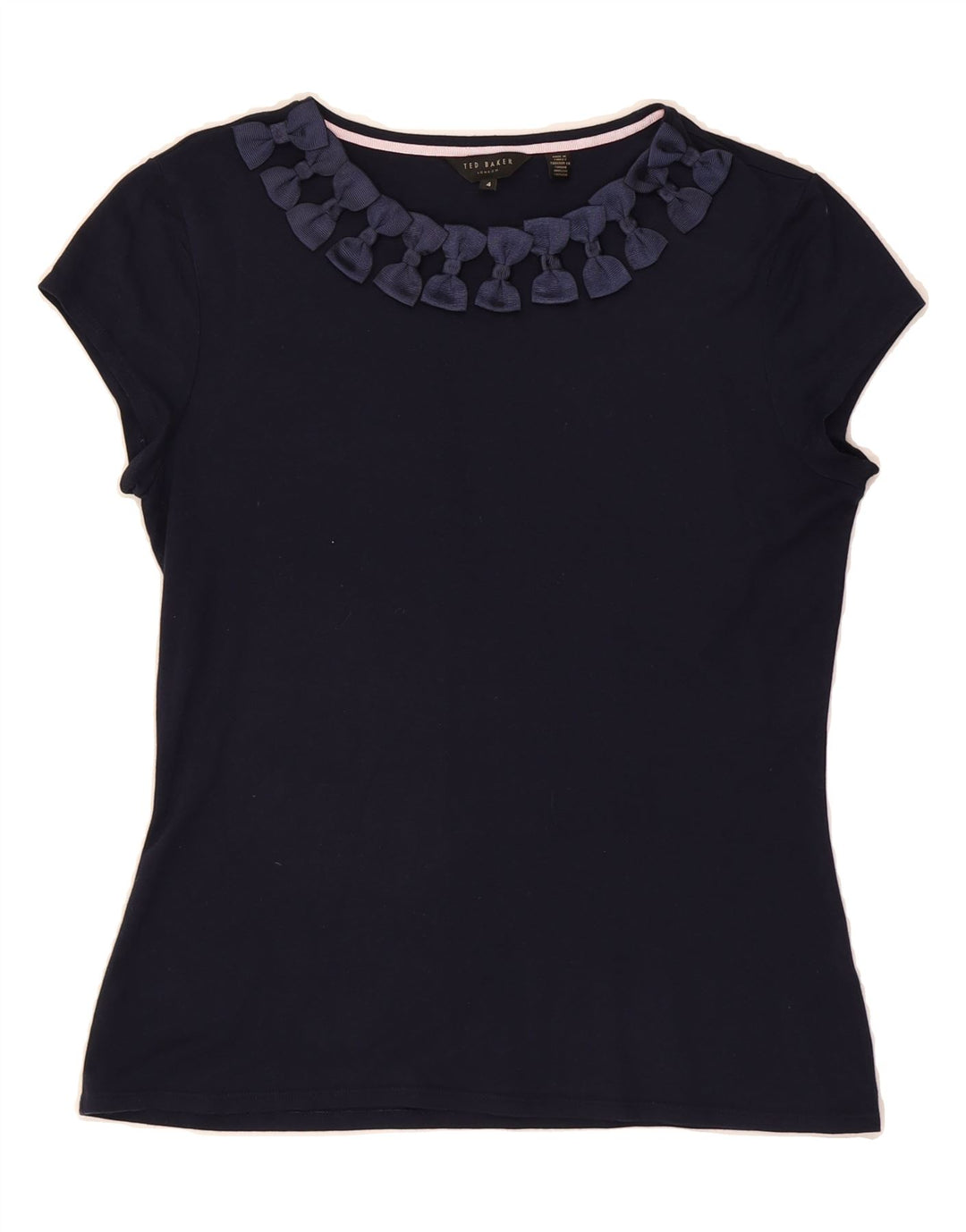 TED BAKER Womens T-Shirt Top Size 4 Large Navy Blue Vintage Ted Baker and Second-Hand Ted Baker from Messina Hembry 