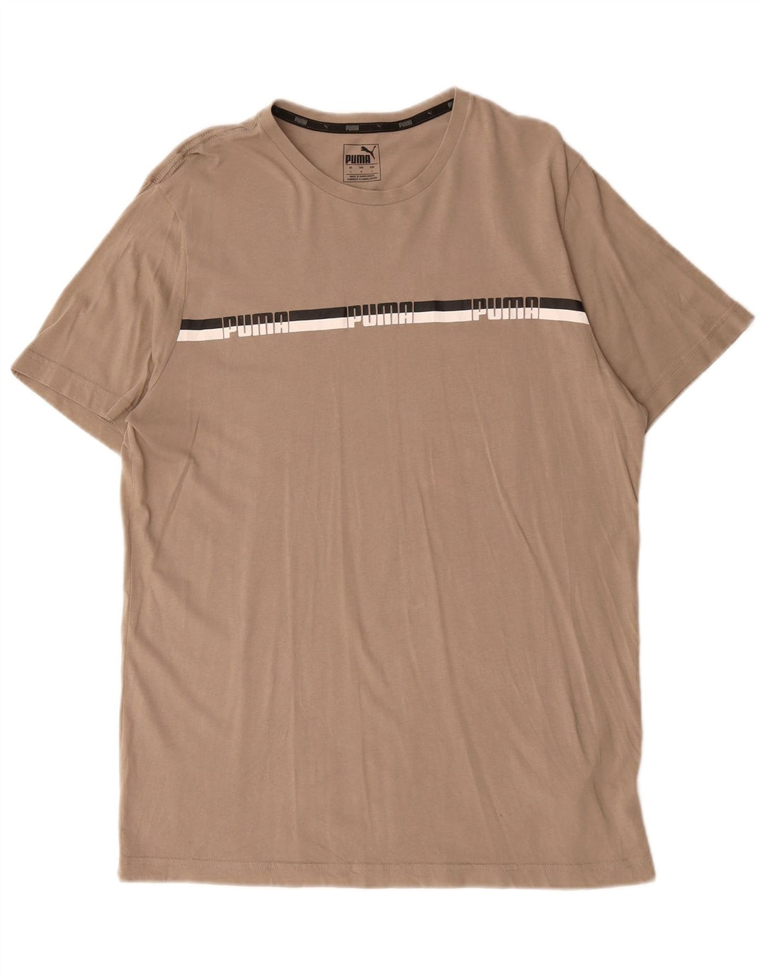 Puma Herren-T-Shirt mit Grafik, groß, beige, Baumwolle