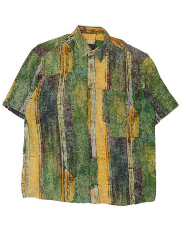 Vintage Herren-Kurzarmshirt mit abstraktem Muster, groß, mehrfarbig